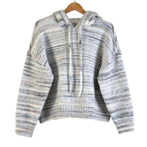 Thread & Supply Striped Sweater Hoodie Wool Blend Blue Gray - Picture 1 of 8